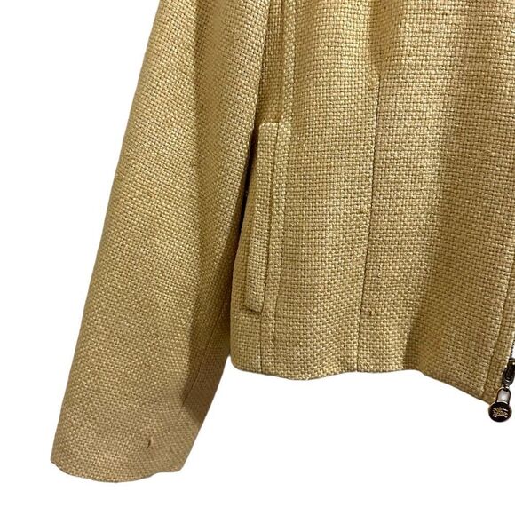 Burberry’s of London Silk Vintage Crop Zip Front Mid Mustard Gold Blazer Jacket - Picture 5 of 12